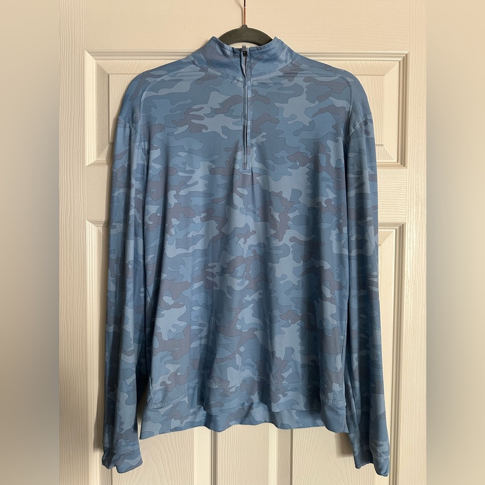 Johnnie-O Gray and Blue Quarter-Zip Pullover